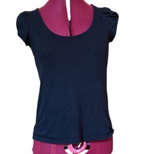 DIVIDED by H&M - Black - Short Puff-Sleeve Cotton Top – Size 10